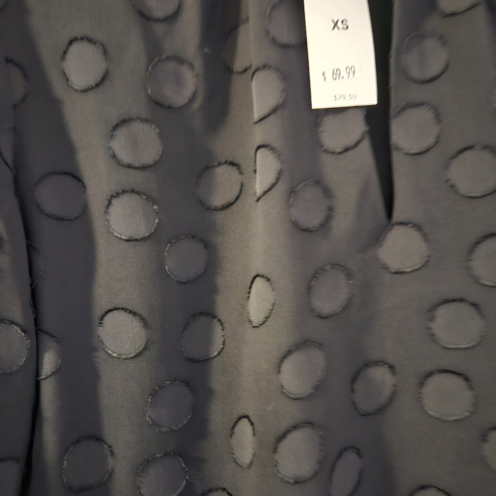 Ann Taylor Black Relaxed Blouse with Tie Front and Long Sleeves - Picture 3 of 5